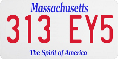 MA license plate 313EY5