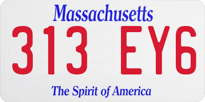 MA license plate 313EY6