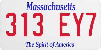 MA license plate 313EY7