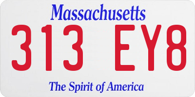 MA license plate 313EY8