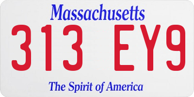 MA license plate 313EY9