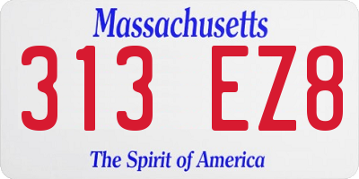 MA license plate 313EZ8
