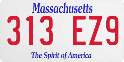 MA license plate 313EZ9