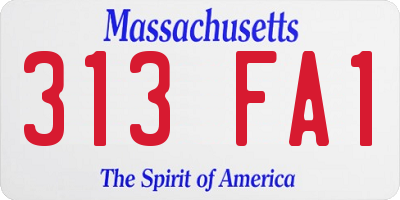MA license plate 313FA1