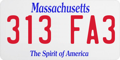 MA license plate 313FA3
