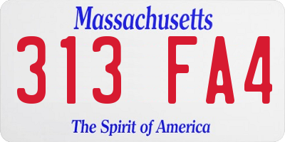 MA license plate 313FA4