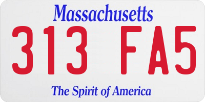 MA license plate 313FA5