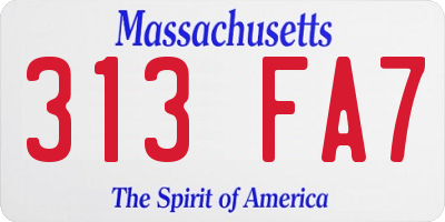 MA license plate 313FA7