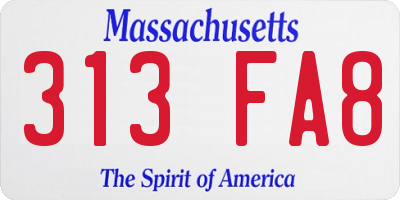 MA license plate 313FA8