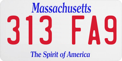 MA license plate 313FA9