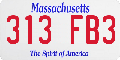 MA license plate 313FB3