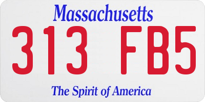 MA license plate 313FB5