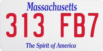 MA license plate 313FB7