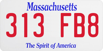 MA license plate 313FB8