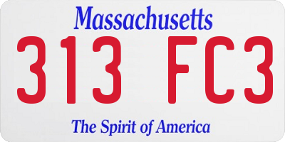 MA license plate 313FC3