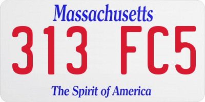 MA license plate 313FC5