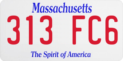 MA license plate 313FC6