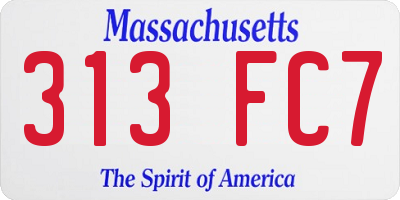 MA license plate 313FC7