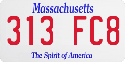MA license plate 313FC8