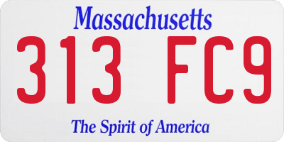 MA license plate 313FC9