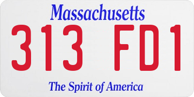 MA license plate 313FD1