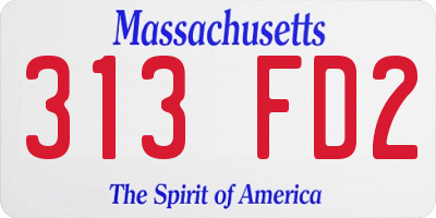 MA license plate 313FD2