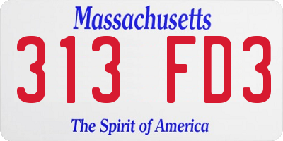 MA license plate 313FD3