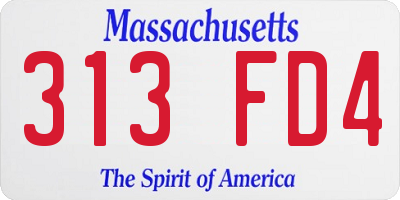 MA license plate 313FD4