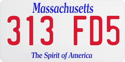 MA license plate 313FD5