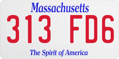 MA license plate 313FD6