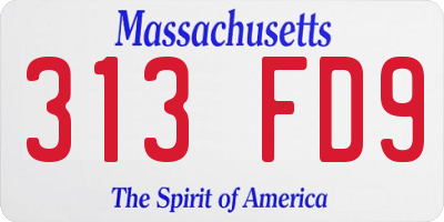 MA license plate 313FD9