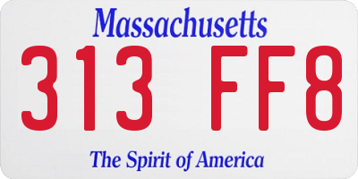 MA license plate 313FF8