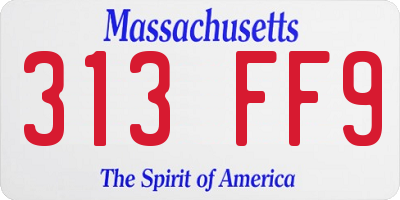 MA license plate 313FF9