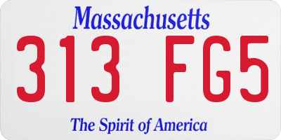 MA license plate 313FG5