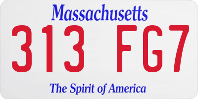 MA license plate 313FG7