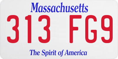 MA license plate 313FG9