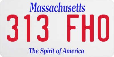 MA license plate 313FH0