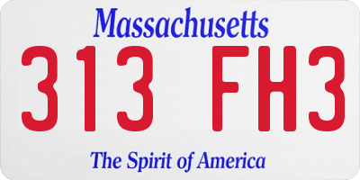 MA license plate 313FH3