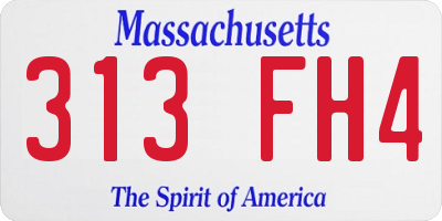 MA license plate 313FH4