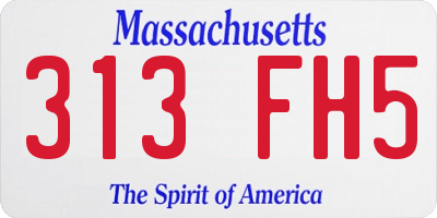 MA license plate 313FH5