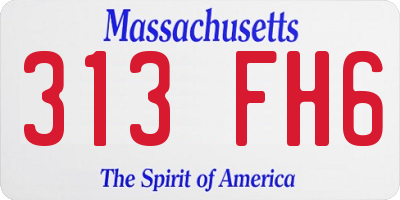 MA license plate 313FH6
