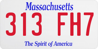 MA license plate 313FH7