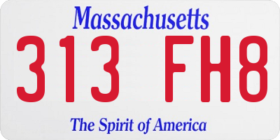 MA license plate 313FH8