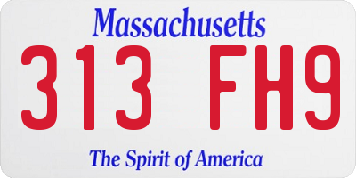 MA license plate 313FH9