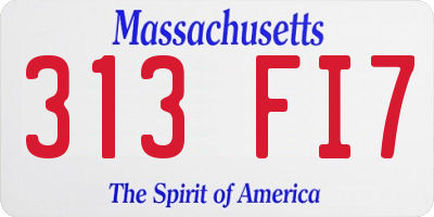 MA license plate 313FI7