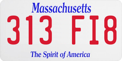 MA license plate 313FI8