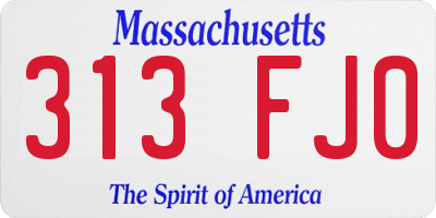 MA license plate 313FJ0