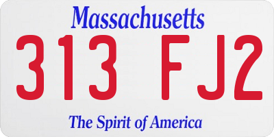 MA license plate 313FJ2