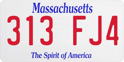 MA license plate 313FJ4