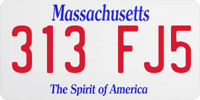 MA license plate 313FJ5